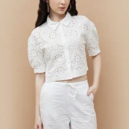 Ginger By Lifestyle White Cotton Regular Fit Self Pattern Shirt-image-37