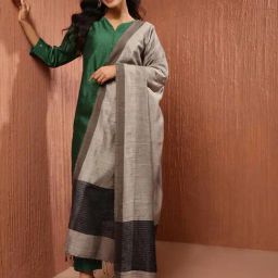Fabindia Grey Woven Pattern Dupatta-image-87