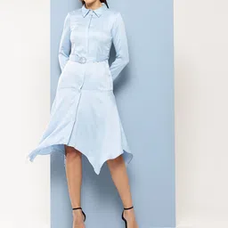 Chemistry Asymmetic Shirt Midi Dress with Belt-picture-17