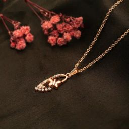 Silberry 92.5 Sterling Silver Rose Gold Serene Pendant with Chain-picture-17