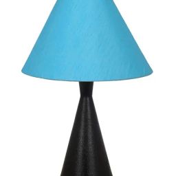 Homesake Table Lamp Matt Black Metal Modern Lamp with Fabric Shade Black Cone Turquoise Shade-29