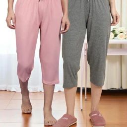 Kryptic Dusty Pink & Grey Solid Capris - Pack Of 2-picture-30