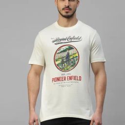 Royal Enfield PIONEER Off White Regular Fit Printed Crew T-Shirt-image-86