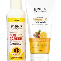 Globus Naturals Moisturizing Sunscreen SPF 50+++ & Refereshing Vitamin C Face Wash Combo-37