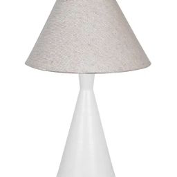 Homesake Table Lamp Matt Black Metal Modern Lamp with Fabric Shade White Cone Off-White Shade-28