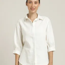 Saltpetre White Puff Regular Fit Shirts-picture-3