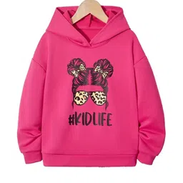 KEESOR Girls Pink Printed Hooded Sweatshirt-picture-34