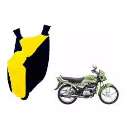 Auto Pearl Waterproof Two Wheeler Cover For Hero HF Deluxe Eco (Yellow & Blue)-image-82