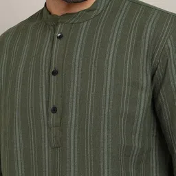 HERE&NOW Men Striped Daily Cotton Straight Kurta image 5