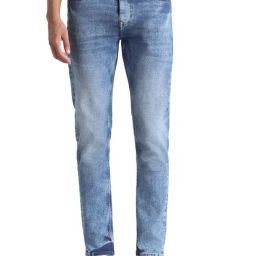 Simon Carter London Slim Fit Blue Lightly Washed Mid Rise Jeans-image-93