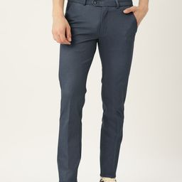 Peter England Men Textured Super Slim Fit Trousers-image-33