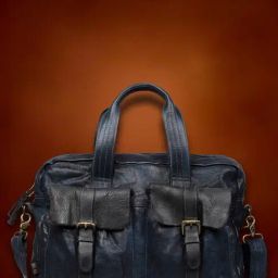 Art N Vintage Logan Navy Leather Solid Large Laptop Messenger Bag-image-31
