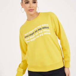 Styli Yellow Printed Sweatshirt-picture-4