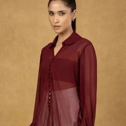 Powersutra MaroonSolid Full Sleeves Top-image-28