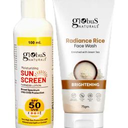Globus Naturals Moisturizing Sunscreen SPF 50+++ & Radiance Rice Face Wash Combo-27