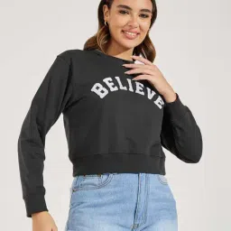 Styli Black Self Pattern Sweatshirt-image-63