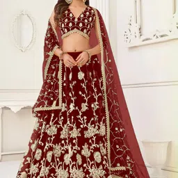 F Plus Fashion Girls Pink Net Semi-Stitched Lehenga Choli-picture-33