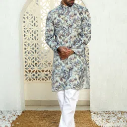 KRAFT INDIA Men Floral Printed Thread Work Kurta-image-88