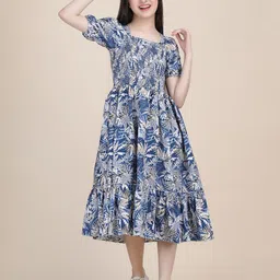 PaheliRani Puff Sleeve Crepe Formal Fit & Flare Dress-36