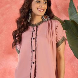 Sangria Women Solid Round Neck Shirt Style Top-image-31