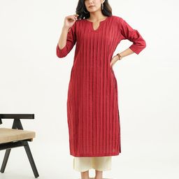 GOODHAND Women Striped Thread Work Kurta-image-37