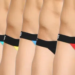 BASIICS by La Intimo Black & Red Solid Briefs (Pack of 6)-picture-1