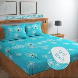 DECENT HOME Blue & White Floral 220 TC Queen Bedsheet with 2 Pillow Covers-image-56