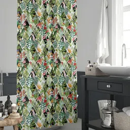 ArtzFolio Green & White Tropical Printed Waterproof Shower Curtain-image-65