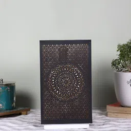 Devansh White Textured Metal Traditional Rectangle Table Lamp-10