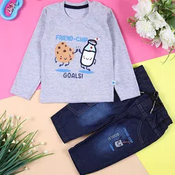 V-Mart Boys Printed Pure Cotton T-shirt with Trousers-image-40