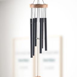 Kuber Industries Black & Brown Textured 6 Pipes Musical Windchimes-picture-0