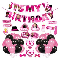 ZYOZI Girl's Half Birthday Theme Party Supplies Pink - Pack of 45-image-55