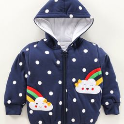 Cucumber Full Sleeves Hooded Neck Jacket Polka and Rainbow Print - Blue-image-63