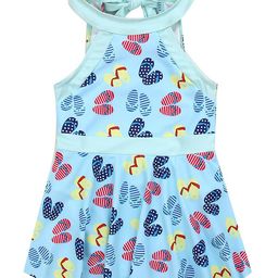 Babyoye Sleeveless Frock Swimsuit Slipper Print - Blue-image-6