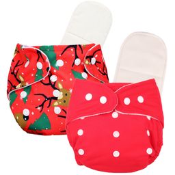 Deedry Cloth Reusable Diapers With Insert Pack of 2 - Red-11