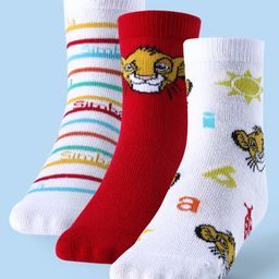 Cute Walk by Babyhug Disney Non Terry Anti-bacterial Socks  Lion King Graphics Pack of 3 - Multicolour-image-93