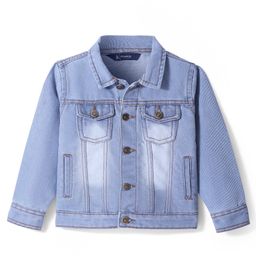 Pine Kids Woven Full Sleeves Washed Denim Jacket - Light Blue-image-54