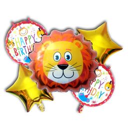Decor Mantra jungle safari theme lion shape foil balloon for birthday decoration - Multi Color - Pack of 5-18