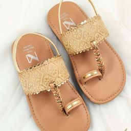 The Madras Trunk Brocade Designed Kolhapuri Chappal - Tan-image-11