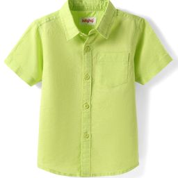 Babyhug Linen Woven Half Sleeves Solid Color Shirt - Light Green-image-48