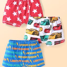 Babyhug Disney Single Jersey Knit Trunks With Cars Print Pack of 3 - Red White & Blue-image-51