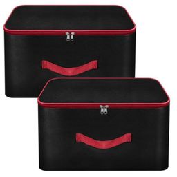 Storite 2 Pack Nylon Wardrobe Bag Underbed Moisture Proof Foldable Cloth Storage Organizer, Storage box for Clothes Blanket Saree Bags with Zippered Closure & Handle - (Black )-13