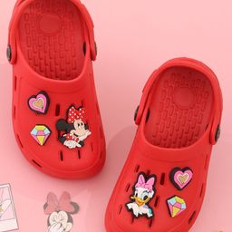 Disney by Yellow Bee Perforated Clogs With Minnie Mouse & Daisy Duck Charms - Red-image-33