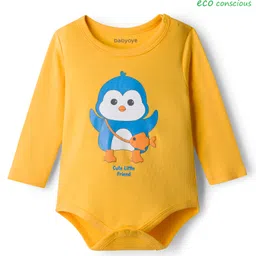 Babyoye 100% Cotton Interlock Knit Full Sleeves Onesies With Bird Print - Yellow-picture-36
