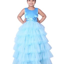 Wow Princess Girl Round Neck Sleeveless Net Tiered Fit and Flare Maxi Dress-image-37