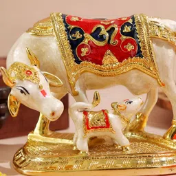 The Spiritual Living Gold-Toned & Red Kamdhenu Cow With Calf Vastu Showpiece-image-22