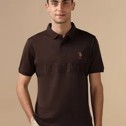 U.S. Polo Assn. Varsity Brand Logo Embroidered Polo Collar Pure Cotton T-shirt-picture-44