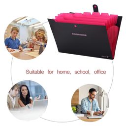 Storite 8 Pockets File Folder, A4/Letter Size Accordion File Organizer, Expandable Document Holder, Portable Folders for Classroom,Home,Office - Black/Pink image 4