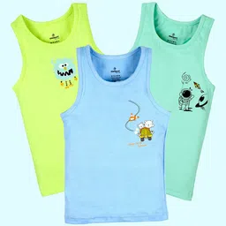 KiddoPanti Boys Pack Of 3 Pure Cotton Basic Innerwear Vests-picture-12