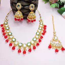 VATSALYA creation Gold-Plated Artificial Stones Alloy Jewellery Set-14